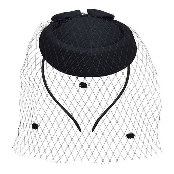 Fascinators Hat with gloves black Kentucky derby Tea Party Headband Cocktail - Picture 11 of 12